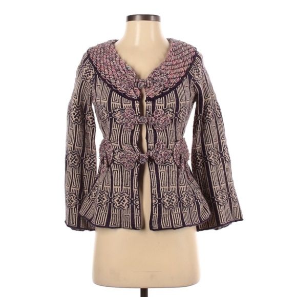 Anthropologie Sleeping On Snow Turnstone Regal Cardigan Purple BRAND NEW TAGS XS - Picture 1 of 9